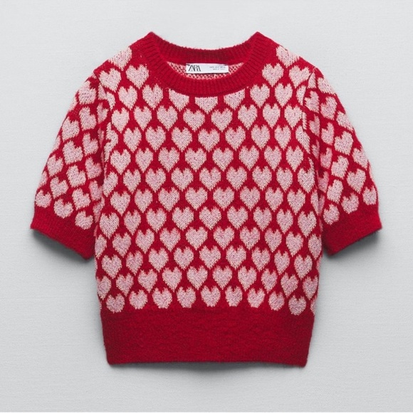 Zara Red and Pink Heart Sweater - Picture 2 of 5